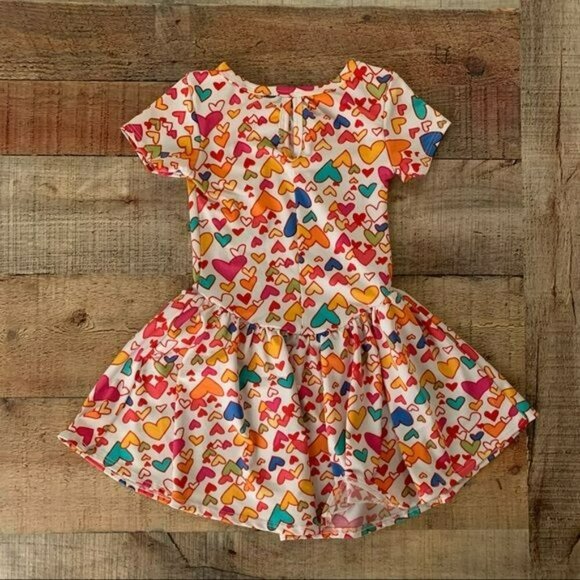 Dot dot smile girls a-line short sleeve dress with hearts -2T - Picture 5 of 6